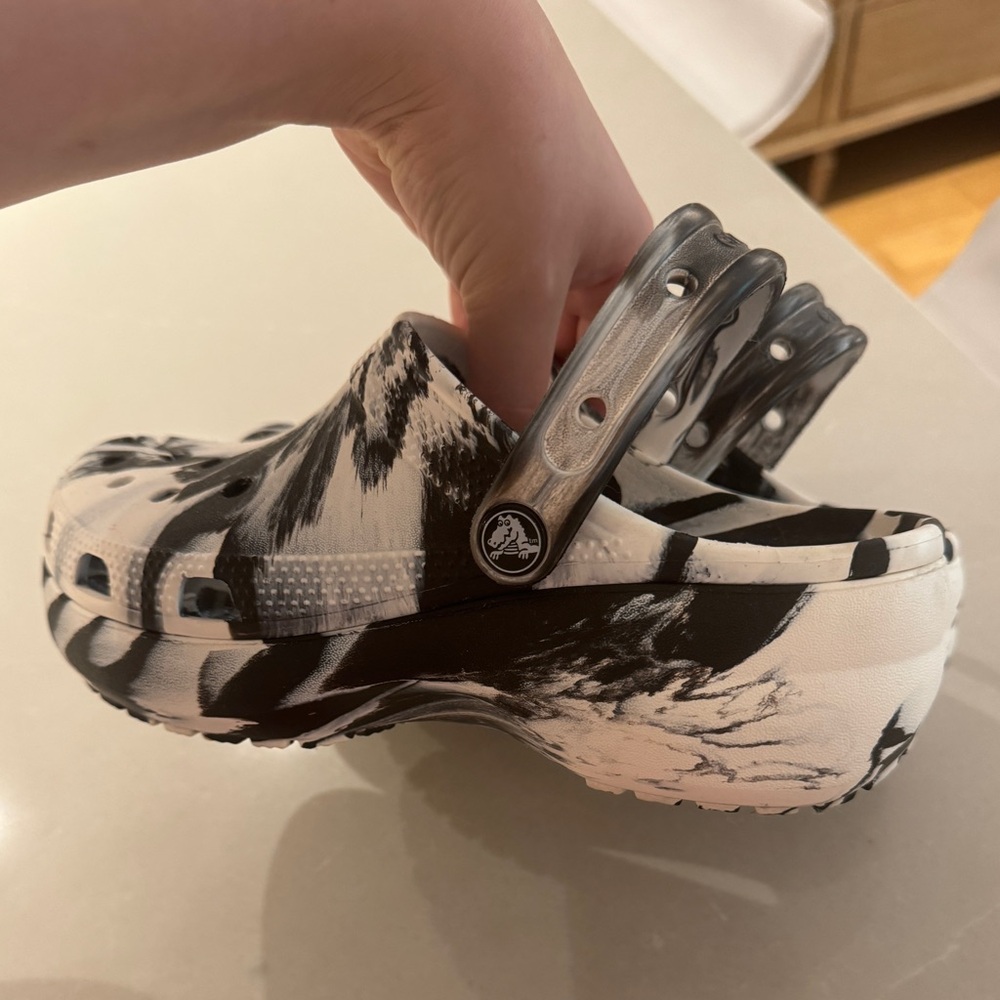 Crocs Platforms Marble Black and White Size 7 Make An Offer!